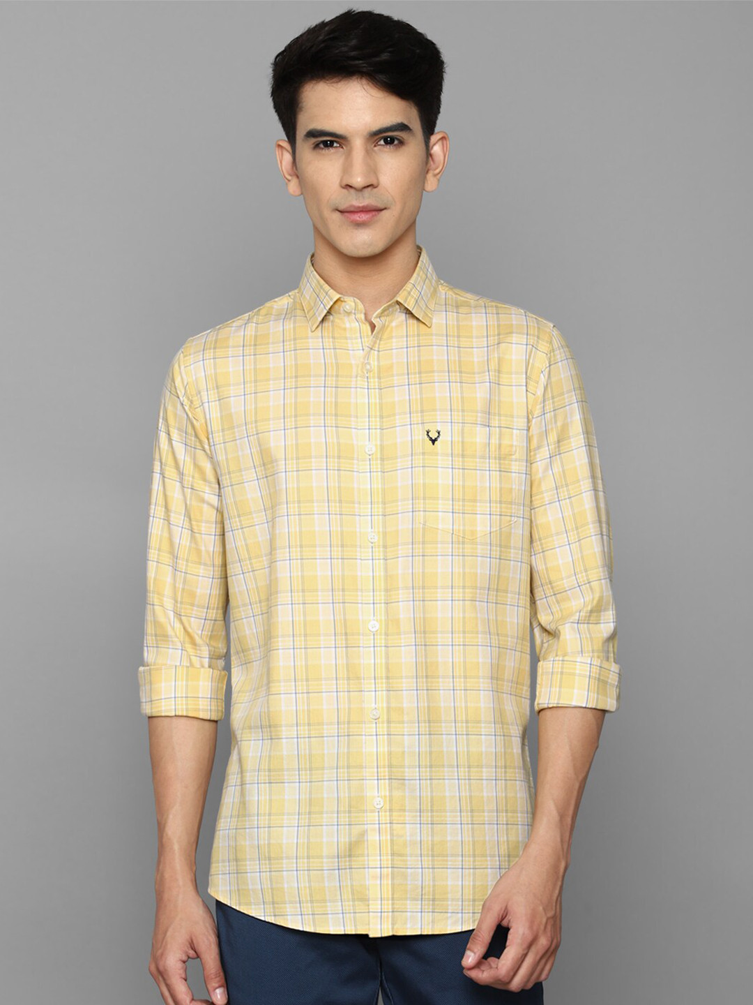 

Allen Solly Men Yellow Slim Fit Tartan Checked Cotton Casual Shirt