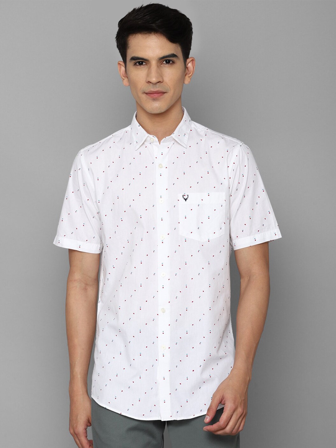 

Allen Solly Men White Slim Fit Printed Cotton Casual Shirt
