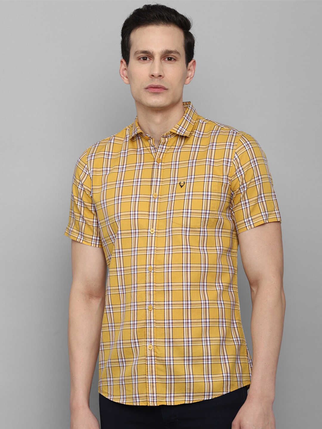 

Allen Solly Men Yellow Regular Fit Checked Cotton Casual Shirt