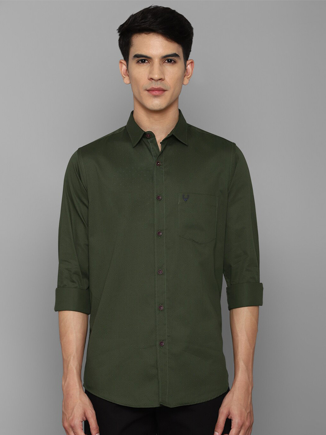 

Allen Solly Men Green Slim Fit Printed Cotton Casual Shirt