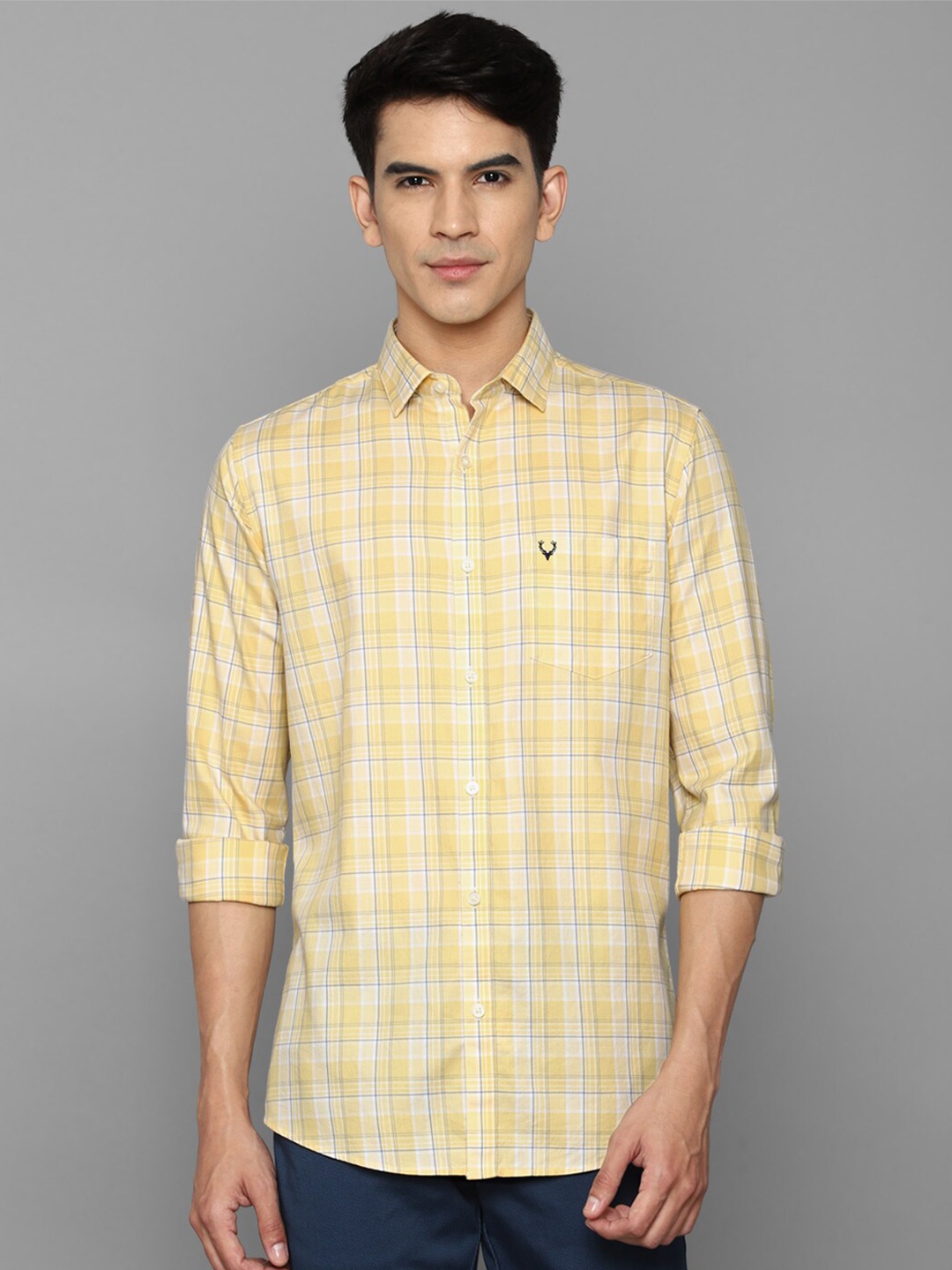 

Allen Solly Men Yellow Slim Fit Tartan Checked Cotton Casual Shirt