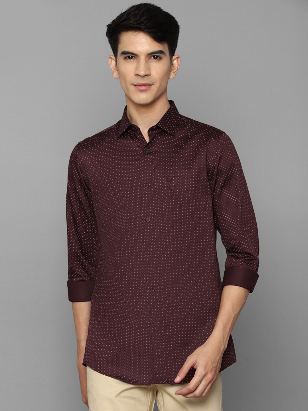 

Allen Solly Men Brown Slim Fit Printed Cotton Casual Shirt