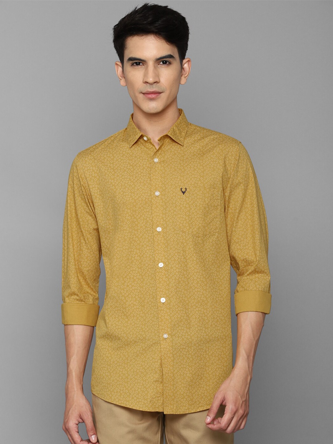

Allen Solly Men Yellow Slim Fit Printed Cotton Casual Shirt