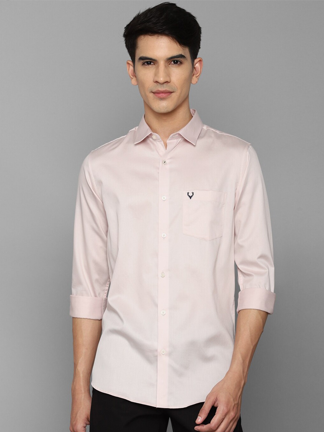 

Allen Solly Men Pink Slim Fit Solid Cotton Casual Shirt