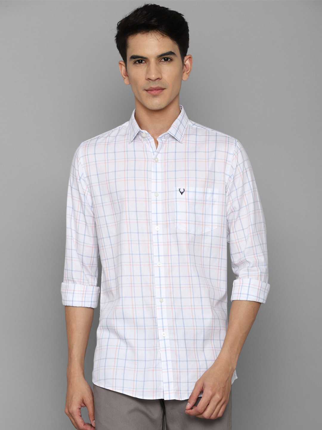 

Allen Solly Men White Slim Fit Tartan Checked Cotton Casual Shirt