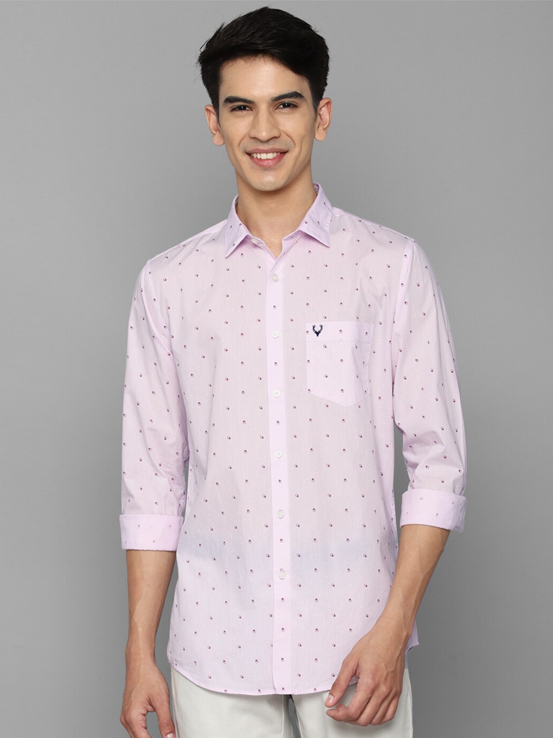 

Allen Solly Men Pink Slim Fit Printed Cotton Casual Shirt