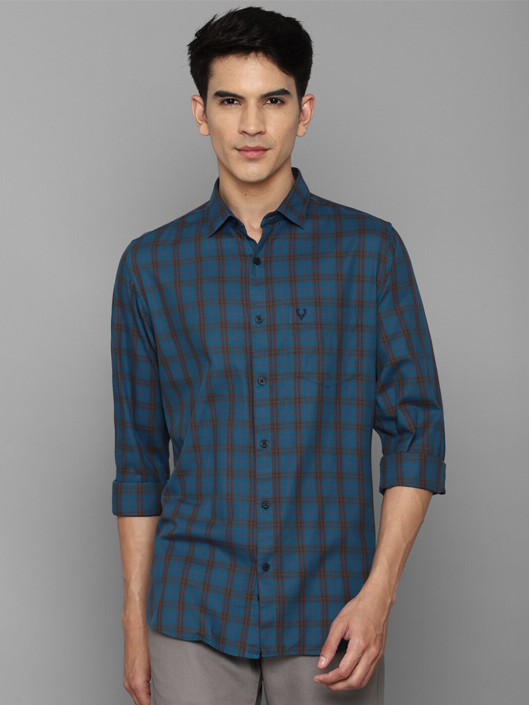 

Allen Solly Men Blue Slim Fit Tartan Checked Cotton Casual Shirt