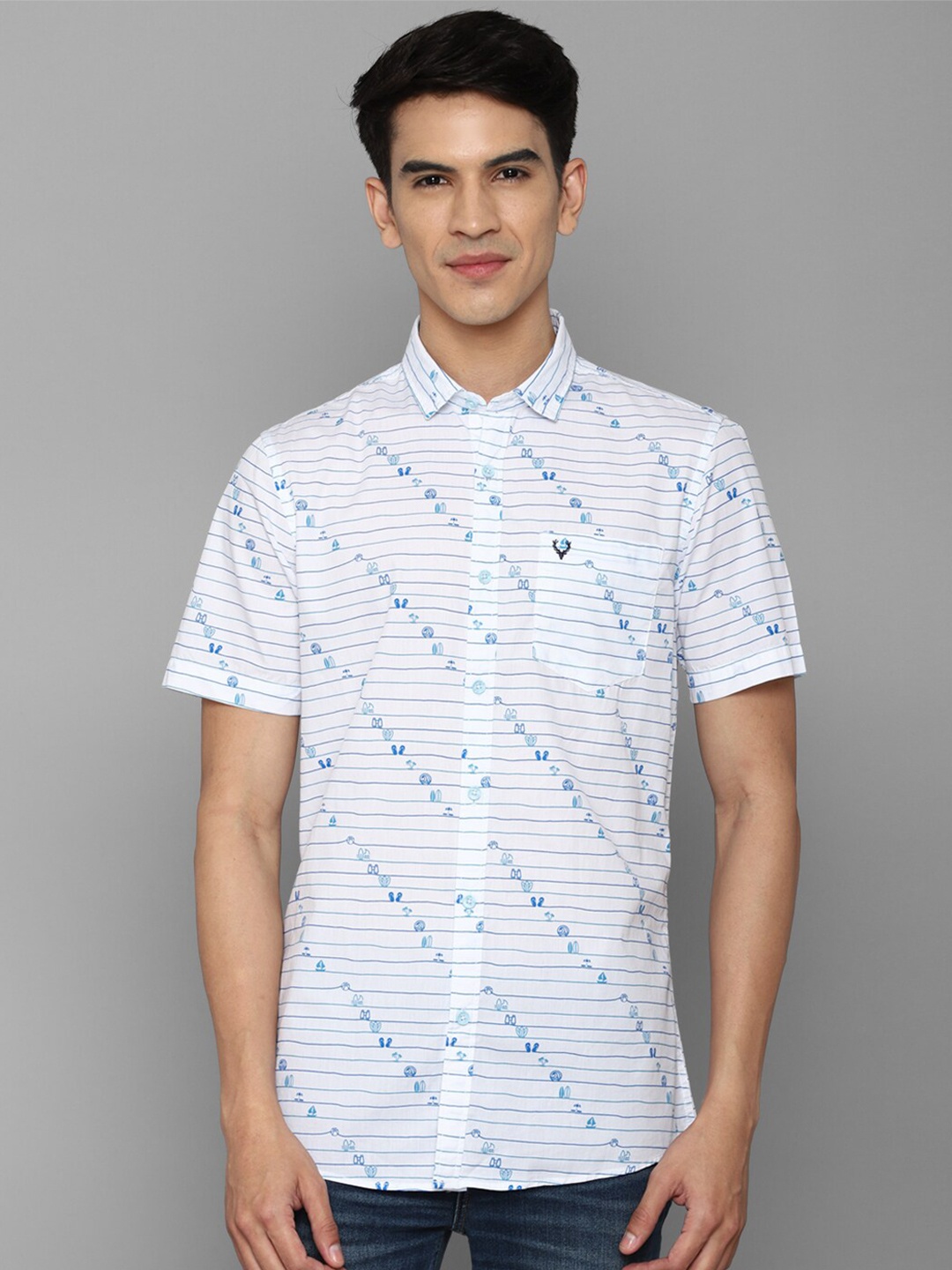 

Allen Solly Men White Regular Fit Printed Cotton Casual Shirt