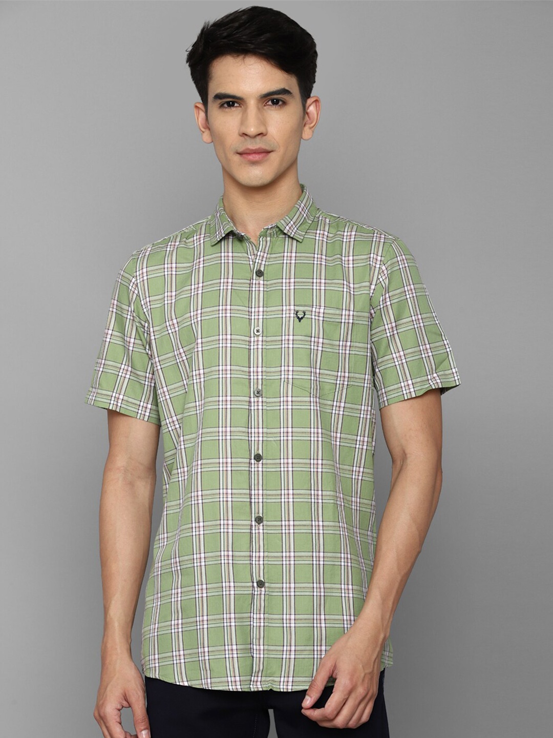 

Allen Solly Men Green Regular Fit Tartan Checked Cotton Casual Shirt