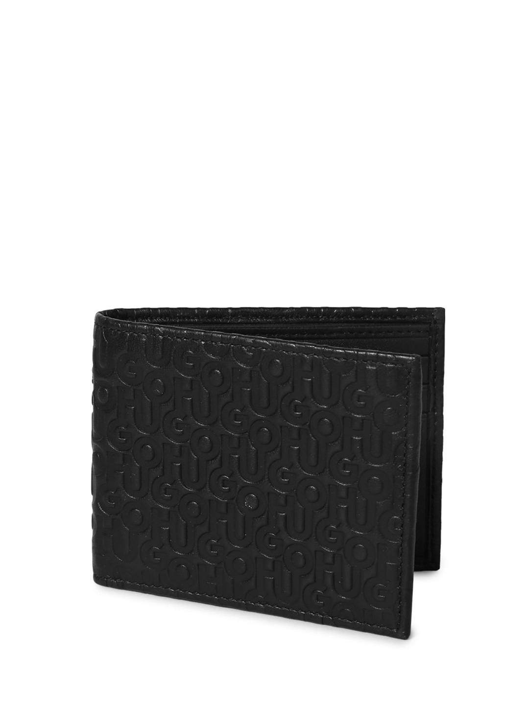 

HUGO Men Textured Leather Two Fold Wallet, Black