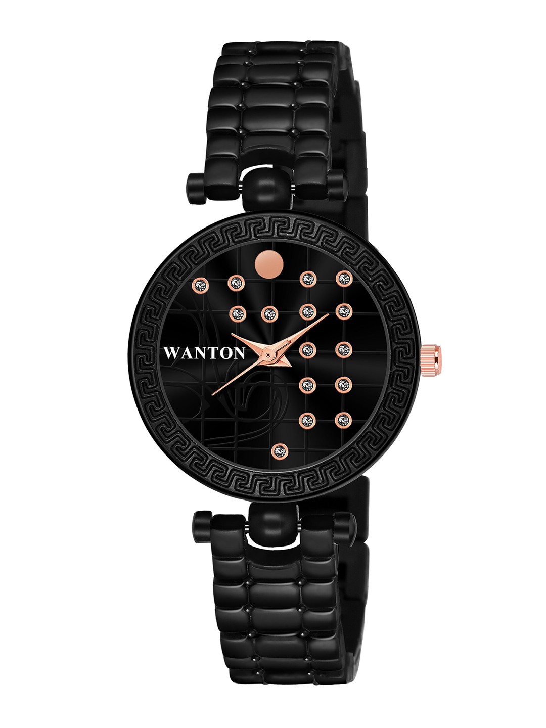 

WANTON Women Embellished Dial & Bracelet Style Straps Analogue Watch AK-56 BK, Black