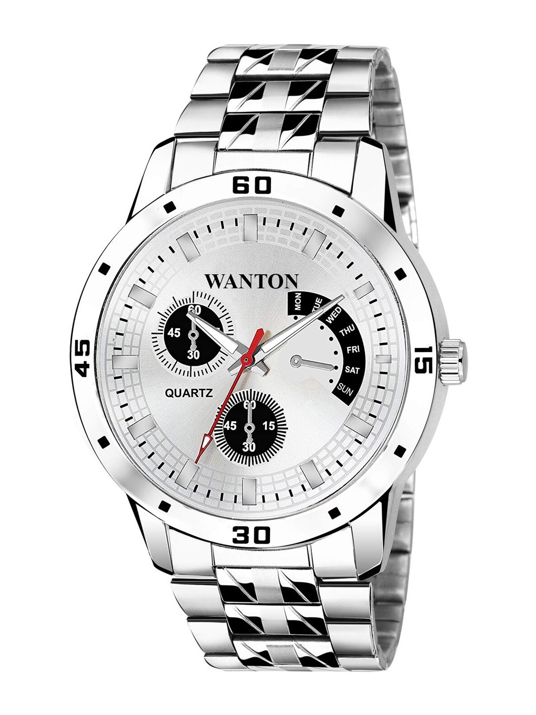 

WANTON Men Dial & Stainless Steel Bracelet Style Straps Analogue Watch BR SILVER