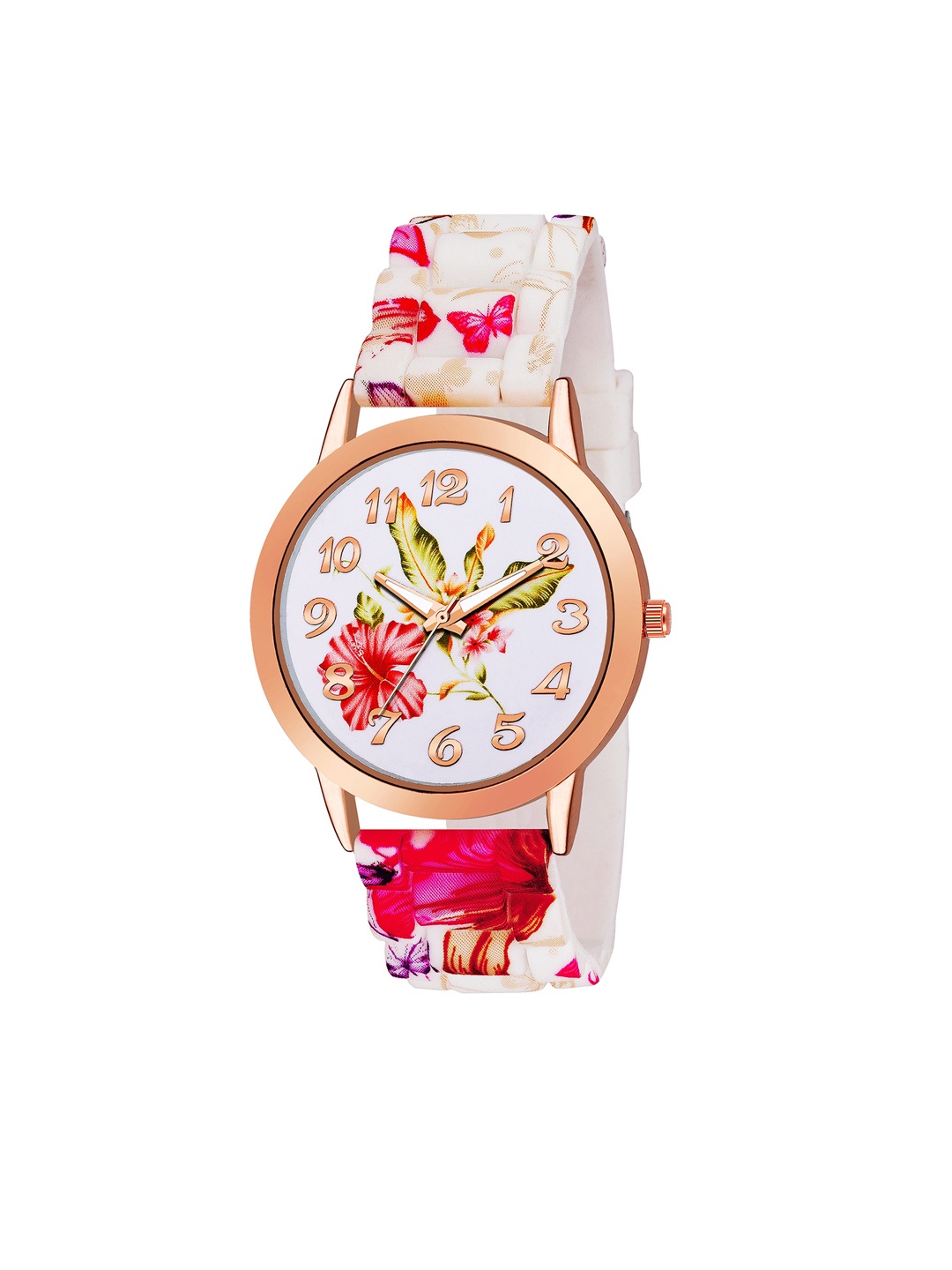 

WANTON Women Printed Dial & Straps Analogue Watch G PU FLOWER, White