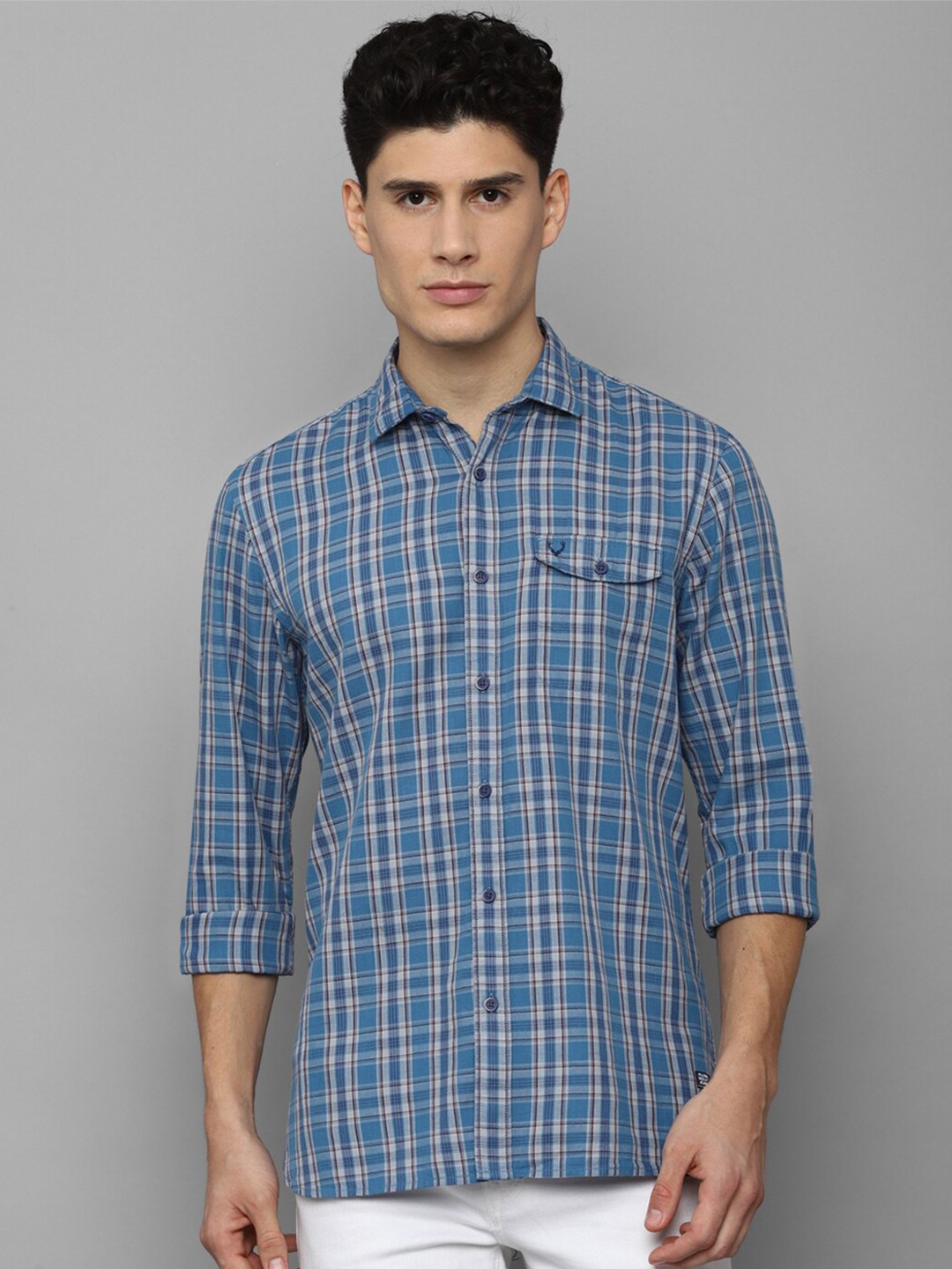 

Allen Solly Sport Men Blue Tartan Checked Pure Cotton Casual Shirt