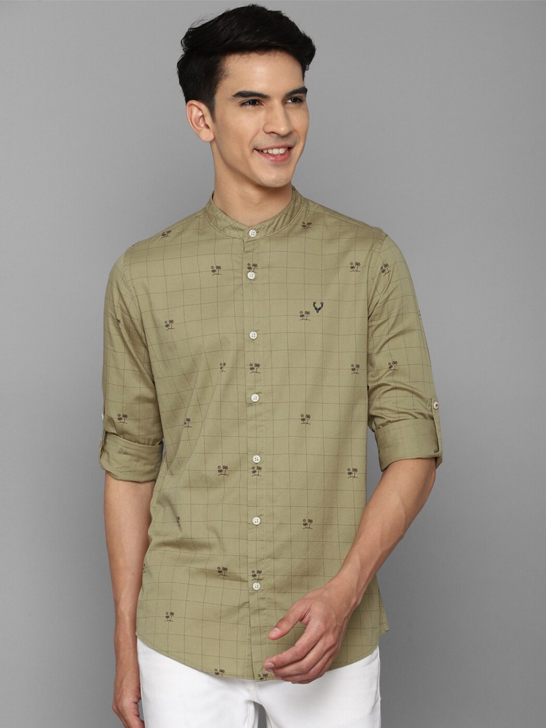 

Allen Solly Sport Men Olive Green Checked Pure Cotton Casual Shirt