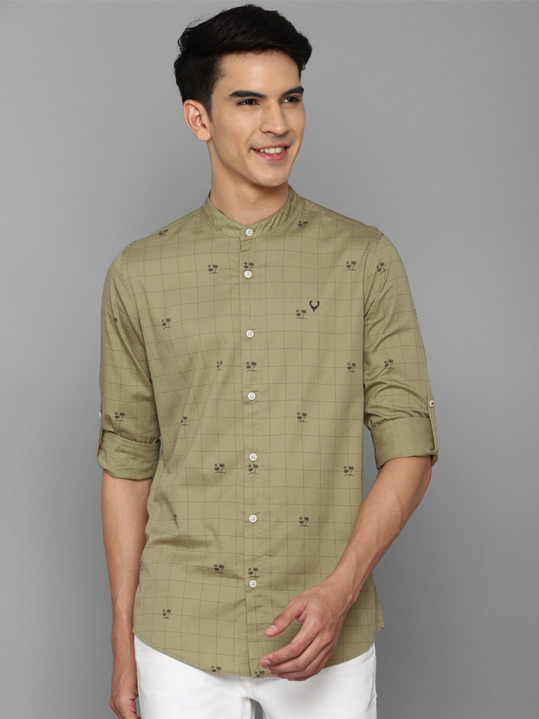 

Allen Solly Sport Men Olive Green Checked Pure Cotton Casual Shirt