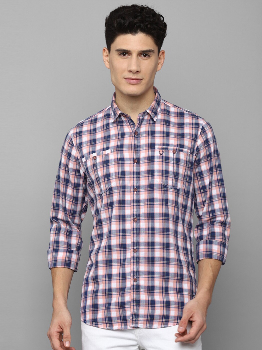

Allen Solly Sport Men Blue & Pink Tartan Checked Pure Cotton Casual Shirt