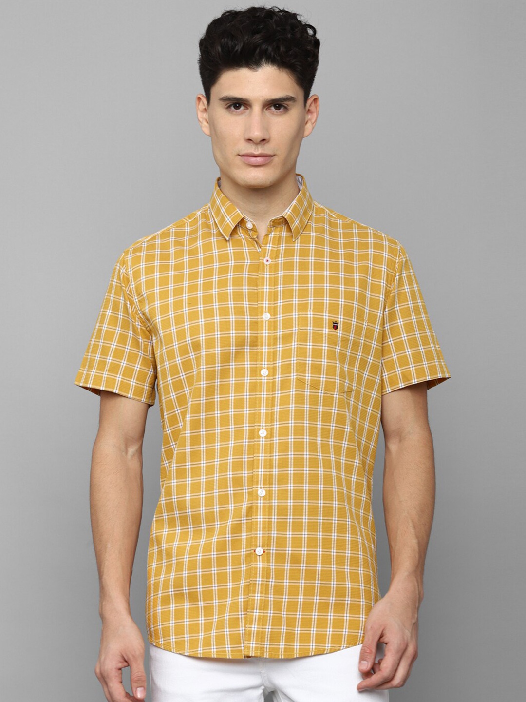 

Louis Philippe Sport Men Yellow Slim Fit Gingham Checked Cotton Casual Shirt