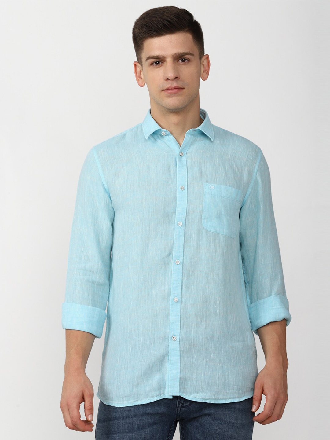

Peter England Casuals Men Blue Slim Fit Solid Casual Shirt