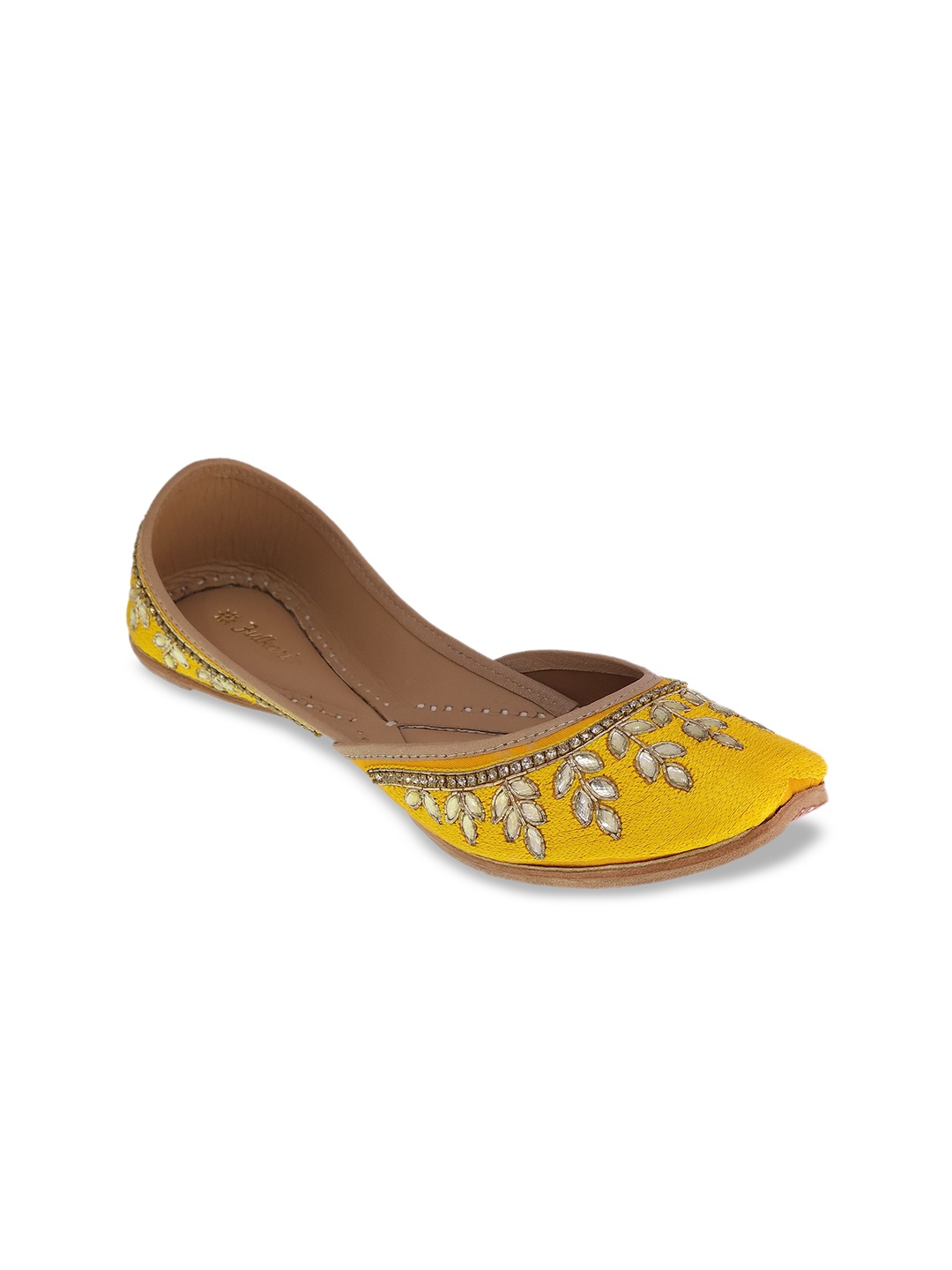 

Fulkari Women Embellished Ethnic Mojaris Flats, Yellow