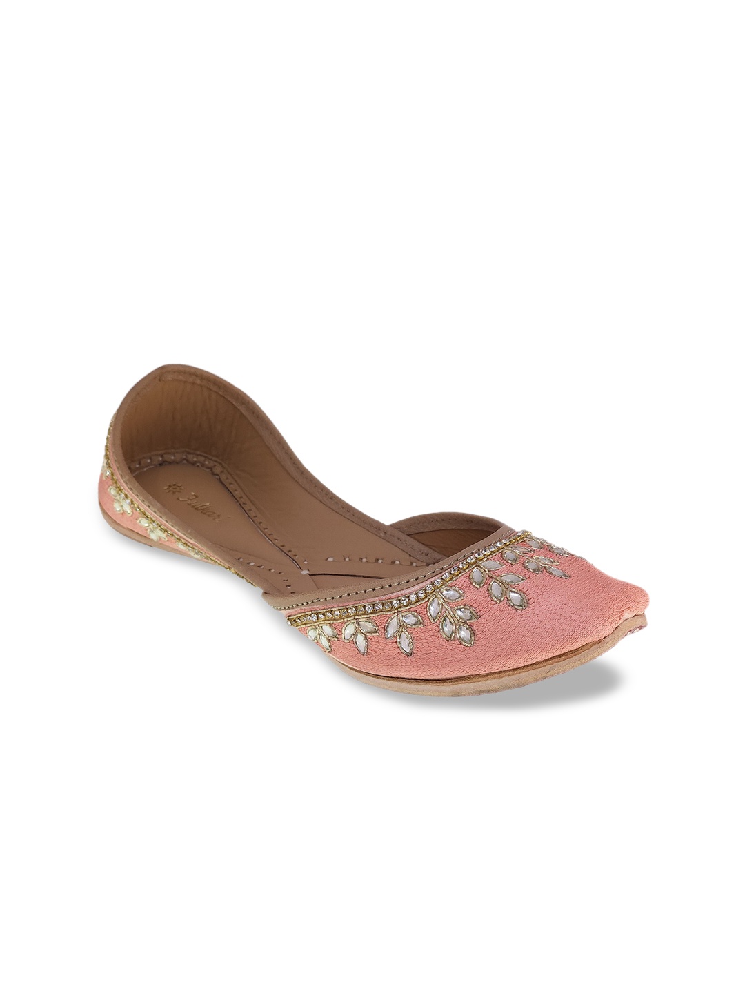 

Fulkari Women Embellished Ethnic Mojaris Flats, Peach