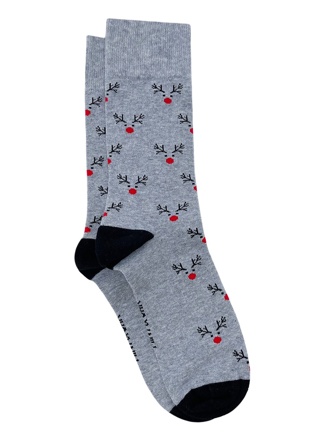 

Mint & Oak Men Grey Melange Printed Socks