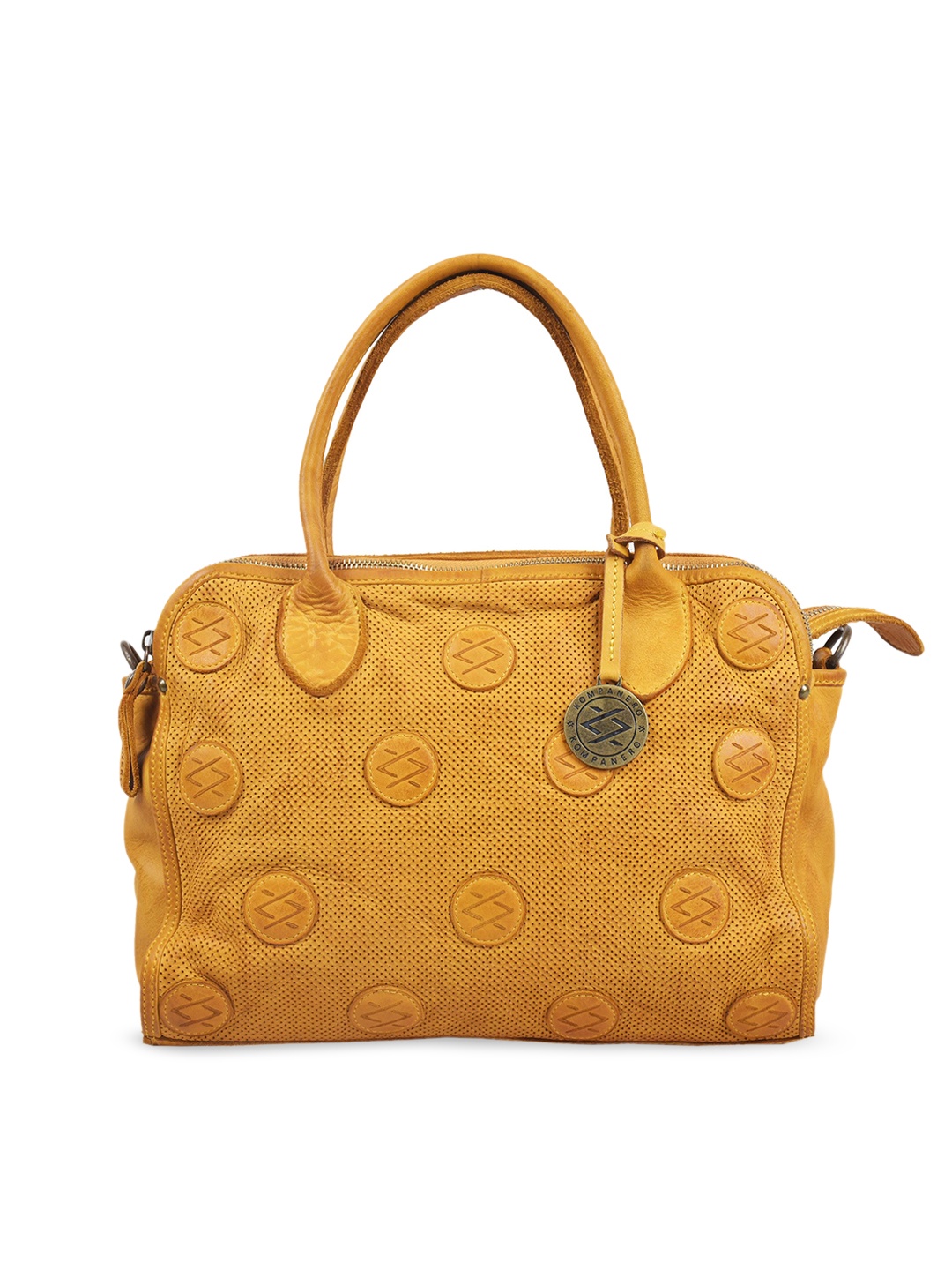 

KOMPANERO Mustard Leather Shopper Handheld Bag