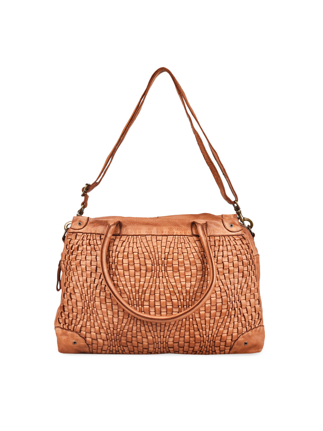 

KOMPANERO Brown Leather Shopper Handheld Bag
