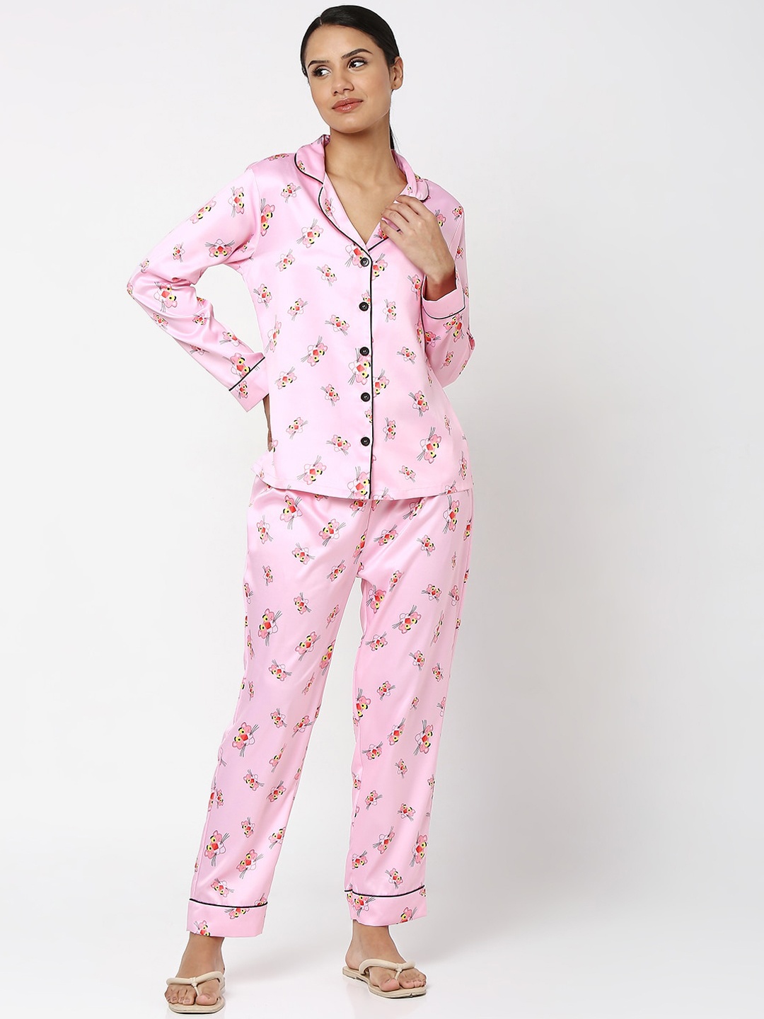 

Smarty Pants Women Pink & Yellow Printed Night suit