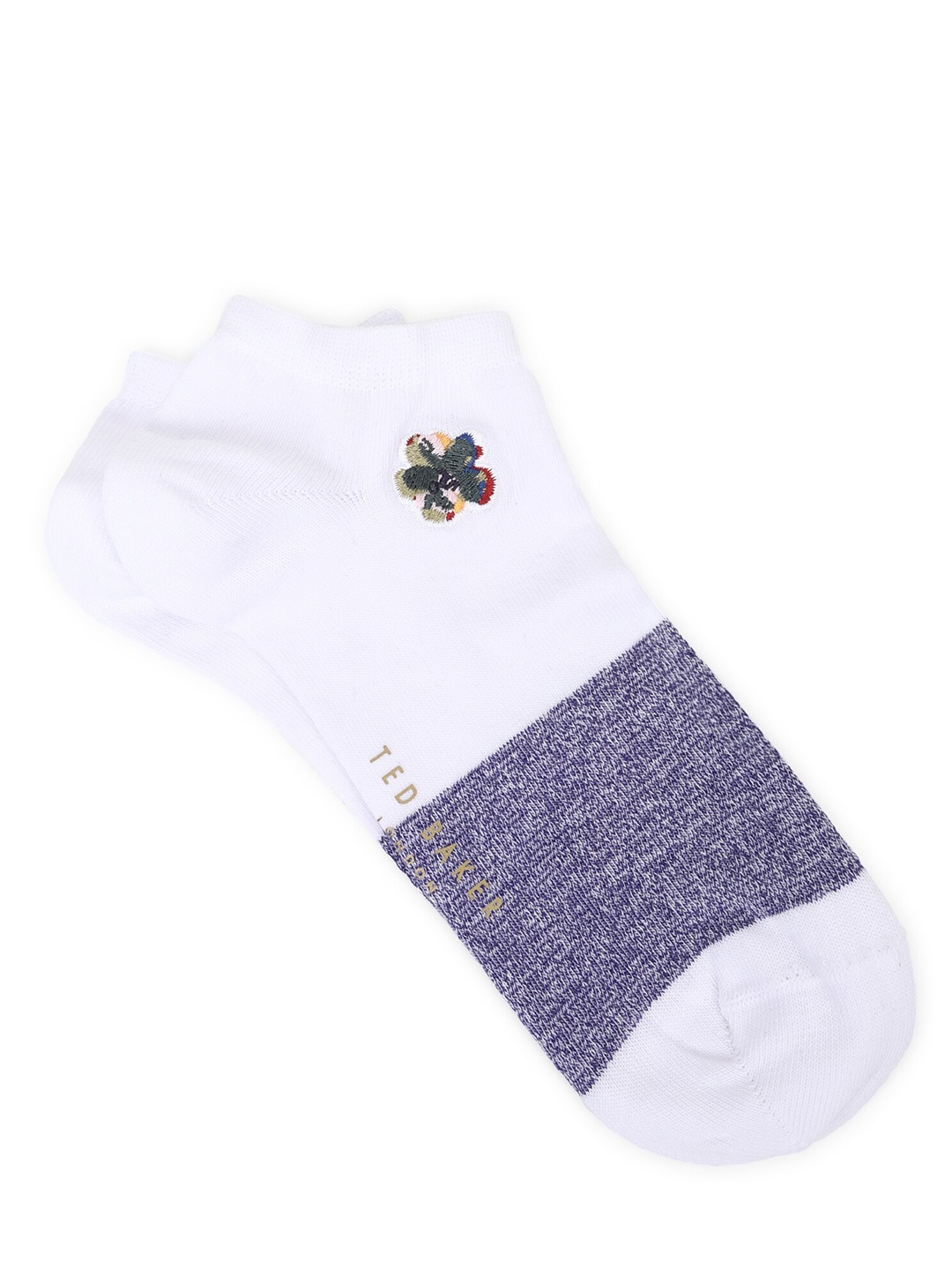 

Ted Baker Men White & Purple Colourblocked Ankle Length Socks