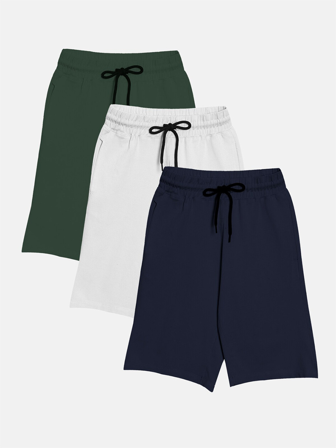 

American Kids Girls Pack Of 3 Lounge Shorts- AKTGSHWHNAOL211-White/Navy/Olive