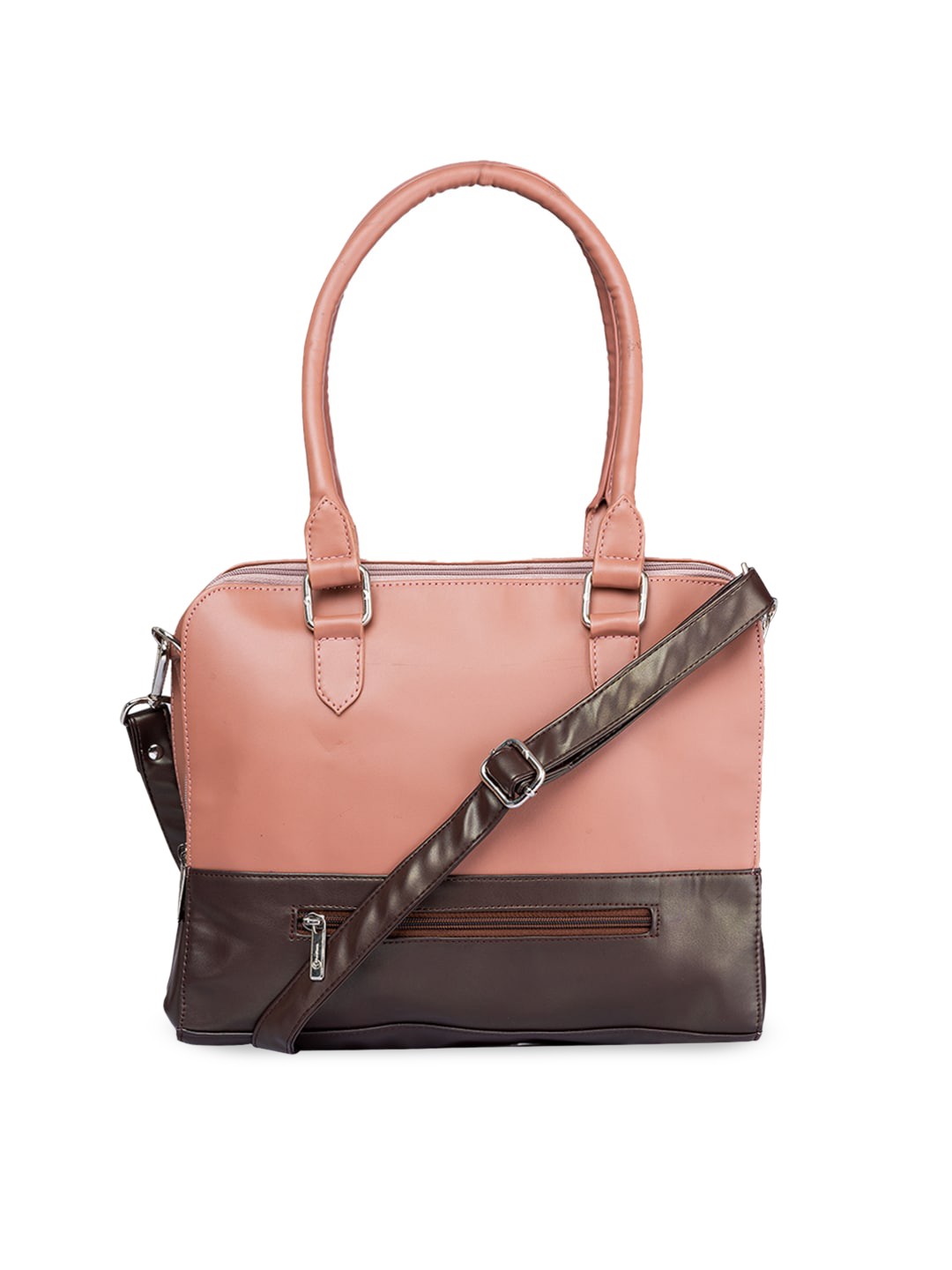 

Khadims Peach-Coloured Colourblocked Structured Shoulder Bag