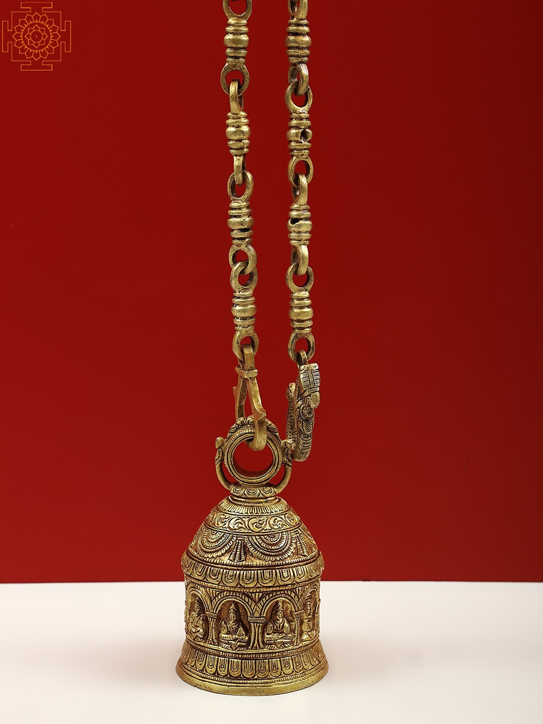 

Exotic India 6" Brass Navagraha Hanging Temple Bell, Gold