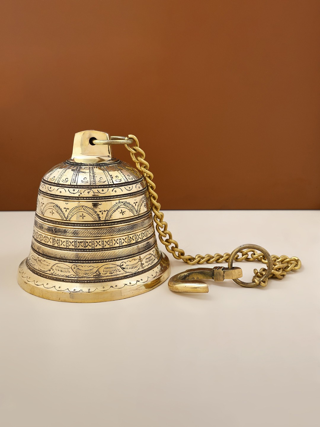 

Exotic India Gold-Tone Brass Temple Bell Wall Hanging