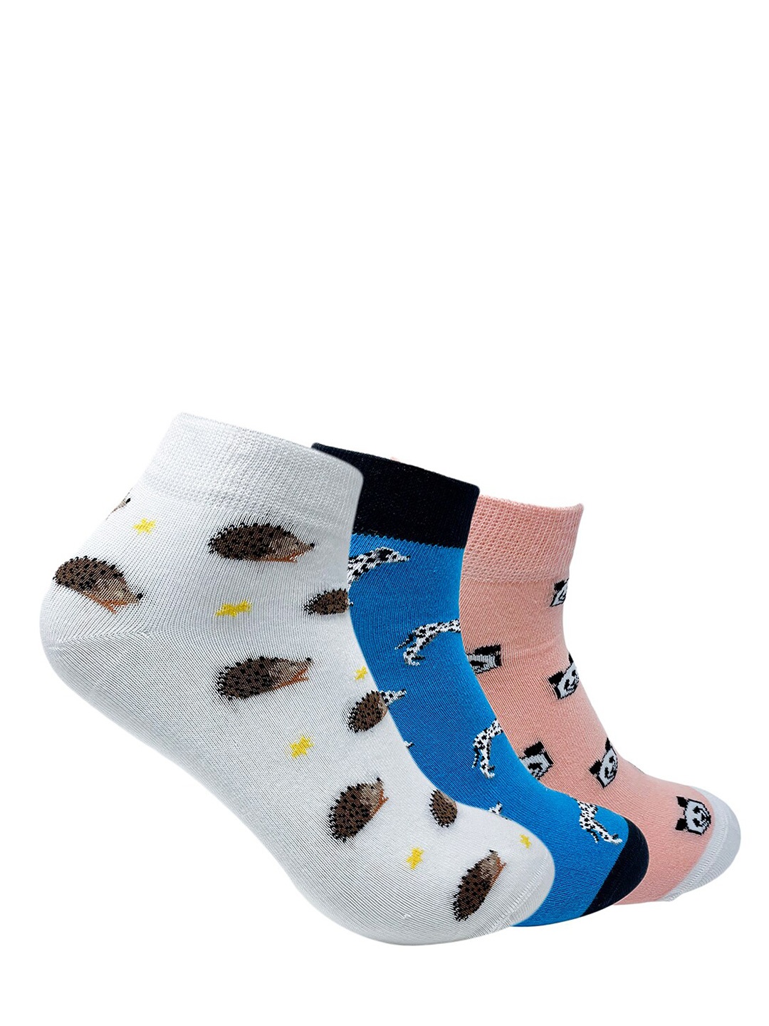 

MInt & Oak Men Pack Of 3 Patterned Ankle Length Socks, Blue