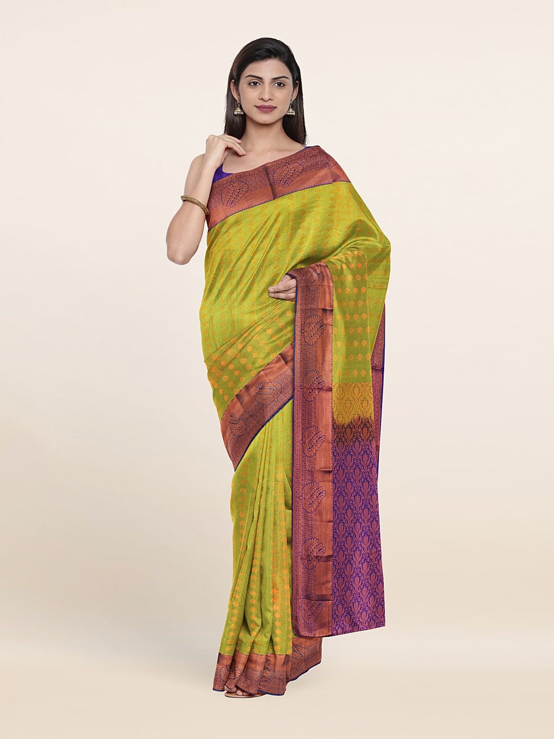 

Pothys Green & Blue Woven Design Zari Pure Silk Saree