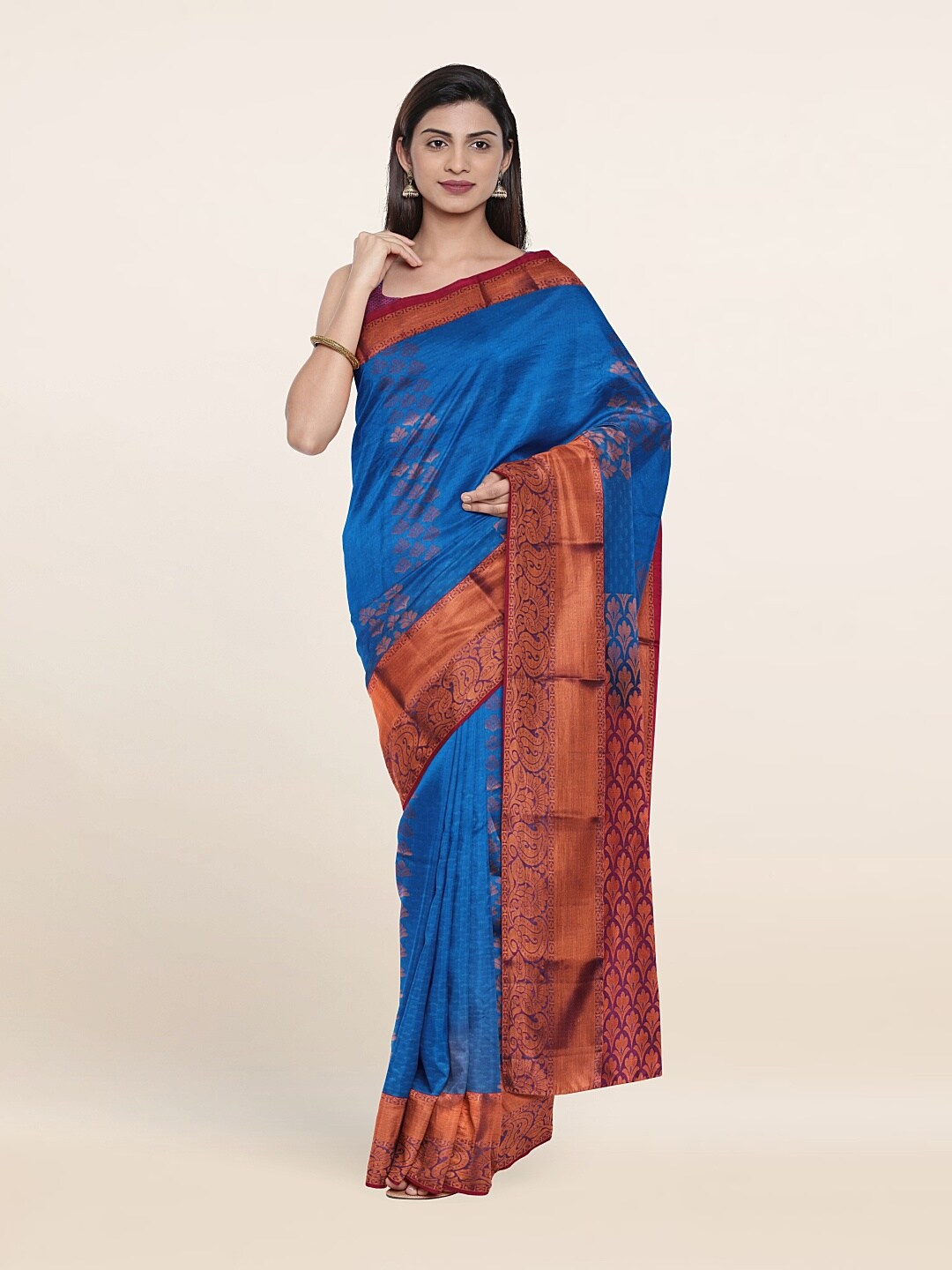 

Pothys Blue & Purple Woven Design Zari Pure Silk Saree