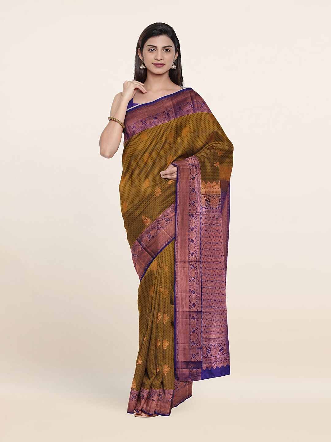 

Pothys Green & Blue Woven Design Zari Pure Silk Saree