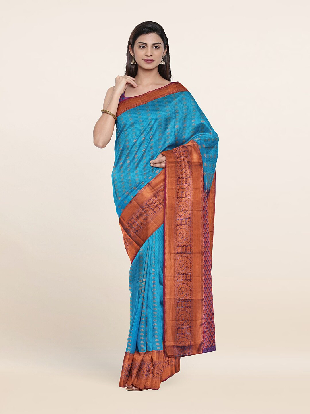 

Pothys Blue & Blue Woven Design Zari Pure Silk Saree