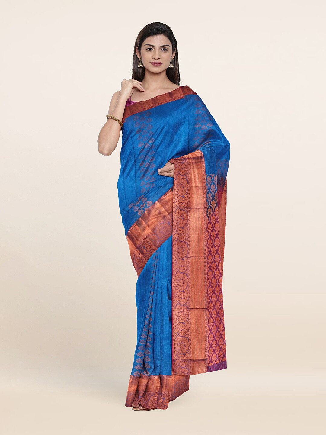 

Pothys Blue & Maroon Woven Design Zari Pure Silk Saree