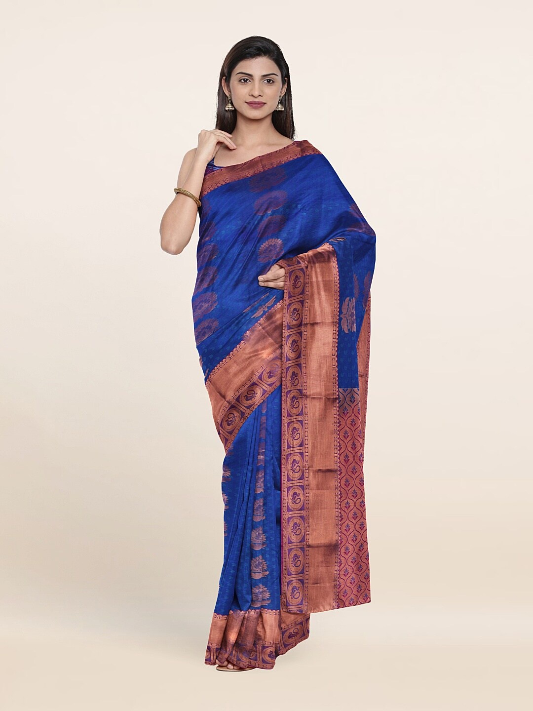 

Pothys Blue & Pink Woven Design Zari Pure Silk Saree