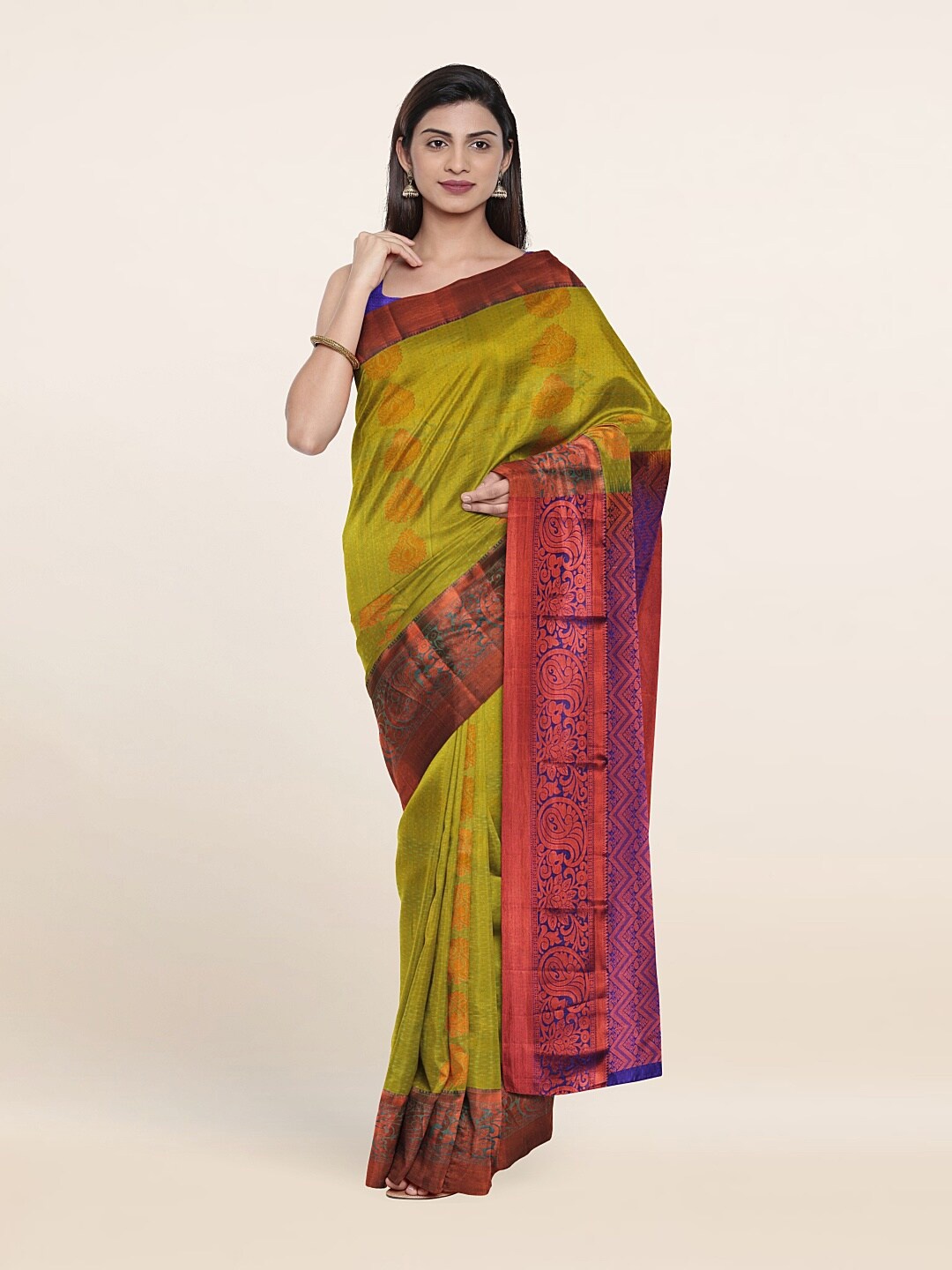 

Pothys Green & Blue Woven Design Zari Pure Silk Saree