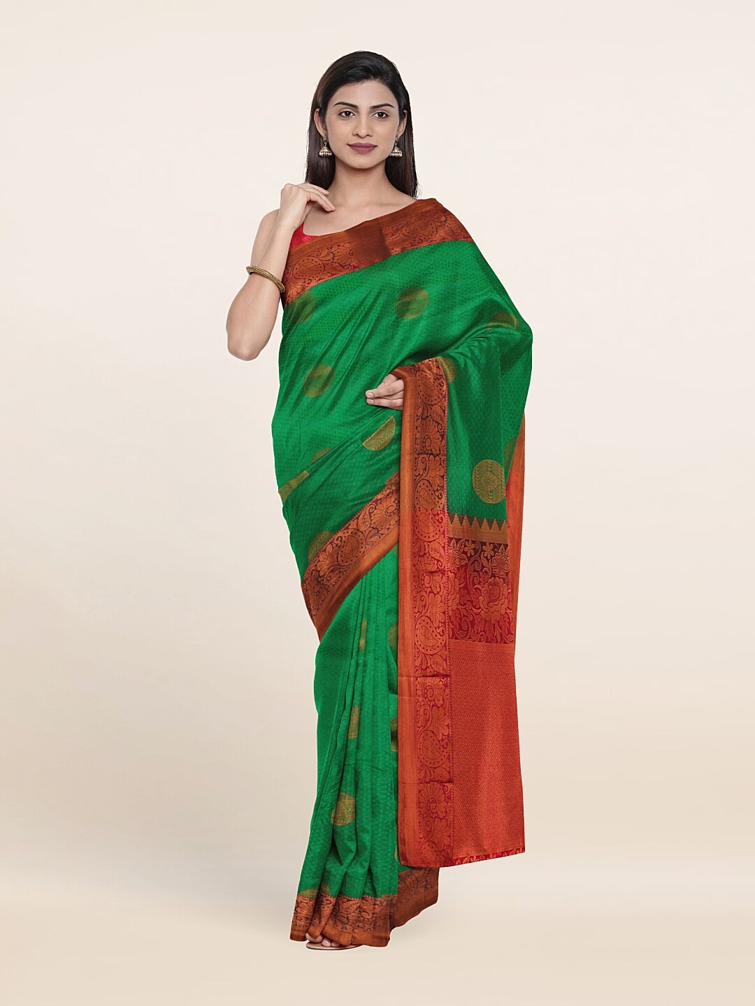 

Pothys Green & Maroon Woven Design Zari Pure Silk Saree