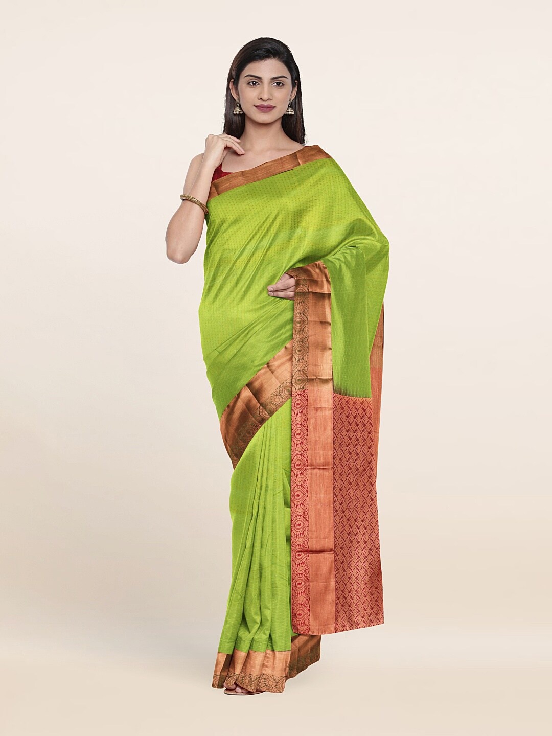 

Pothys Green & Maroon Woven Design Zari Pure Silk Saree