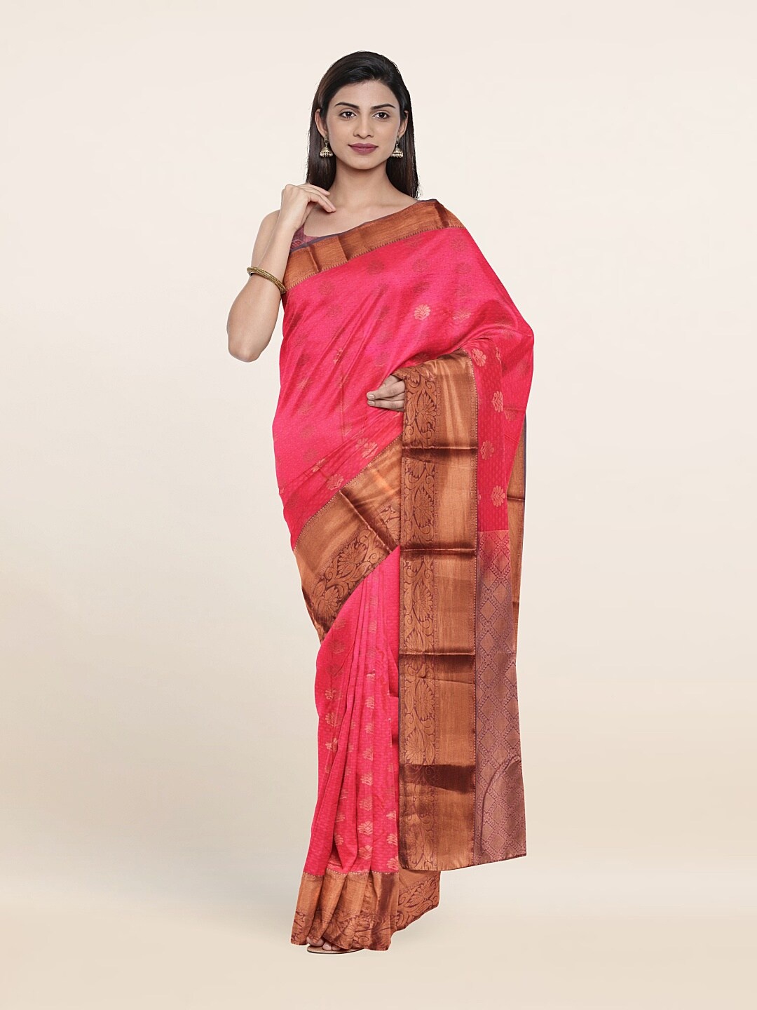 

Pothys Pink & Maroon Woven Design Zari Pure Silk Saree