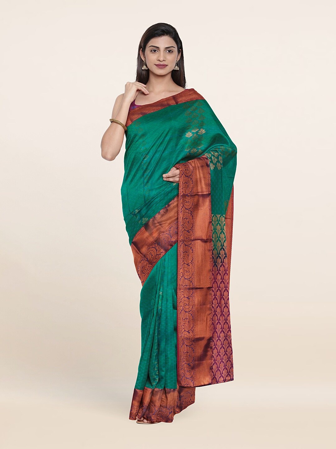 

Pothys Green & Maroon Woven Design Zari Pure Silk Saree