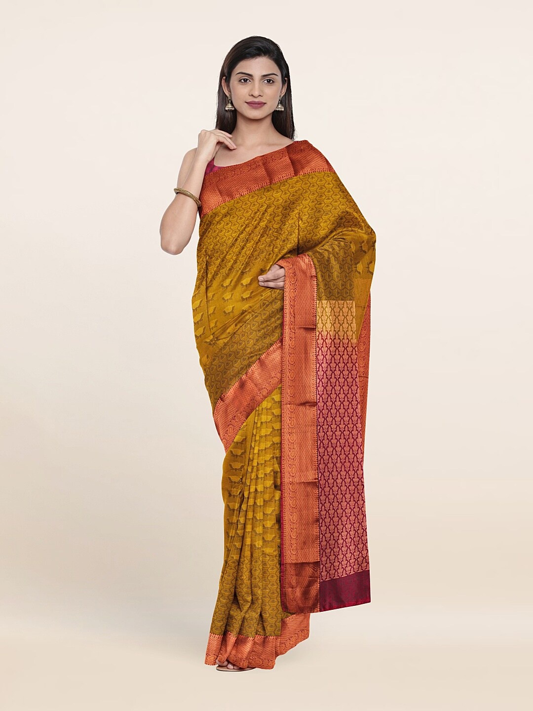 

Pothys Green & Pink Woven Design Zari Pure Silk Saree