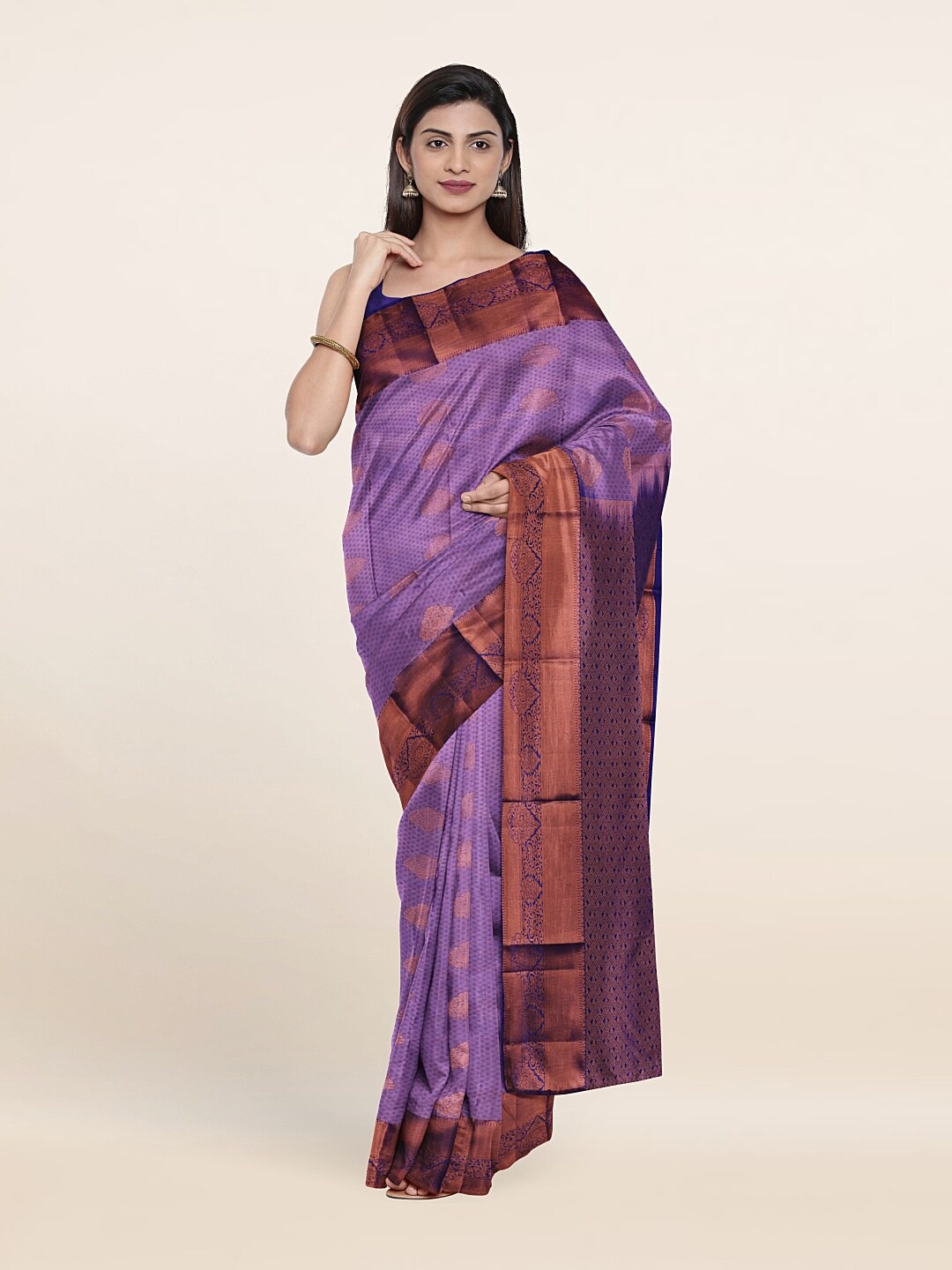 

Pothys Lavender & Blue Woven Design Zari Pure Silk Saree