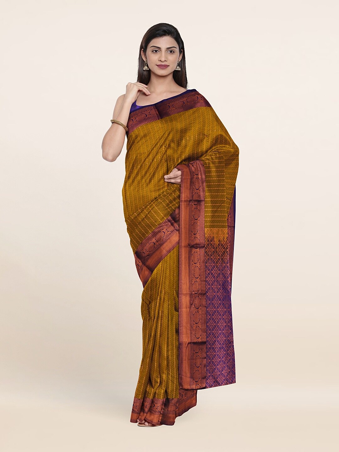 

Pothys Green & Blue Woven Design Zari Pure Silk Saree