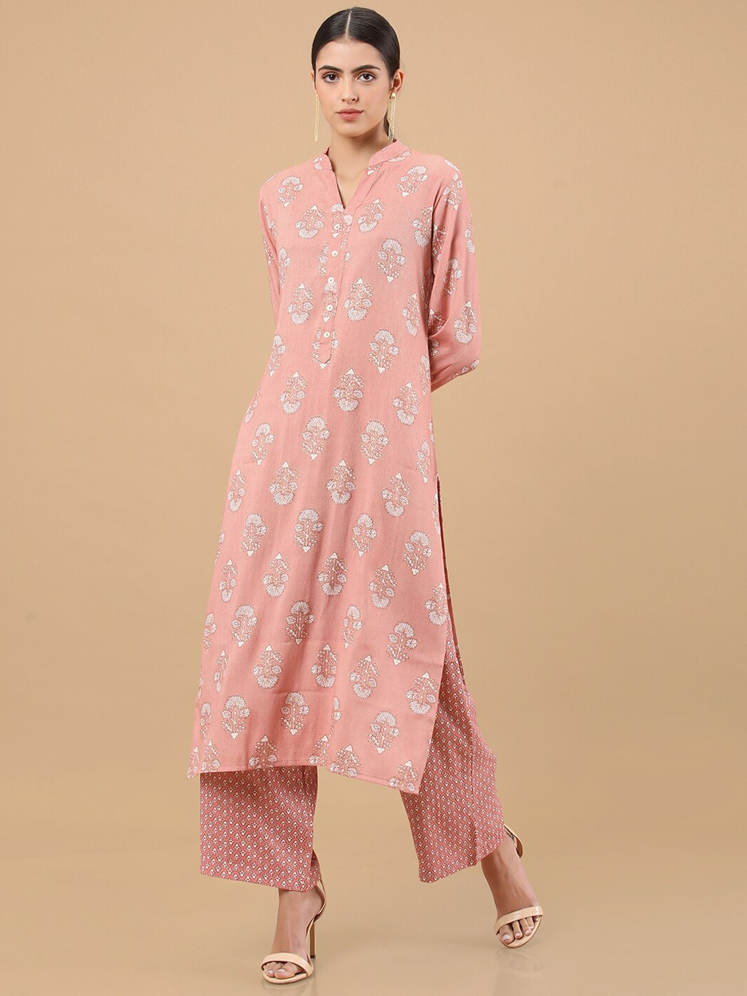 

Soch Women Pink Floral Printed Kurta with Trousers